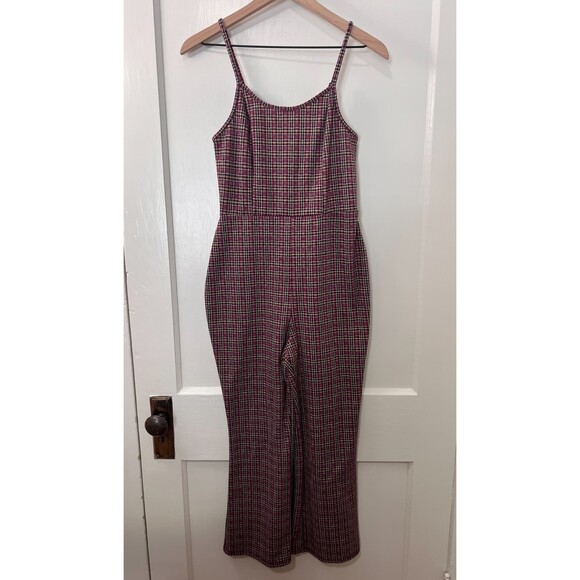 Wild Fable Women's Red Plaid Spaghetti Strap Jumpsuit Polyester Size M - Picture 1 of 11